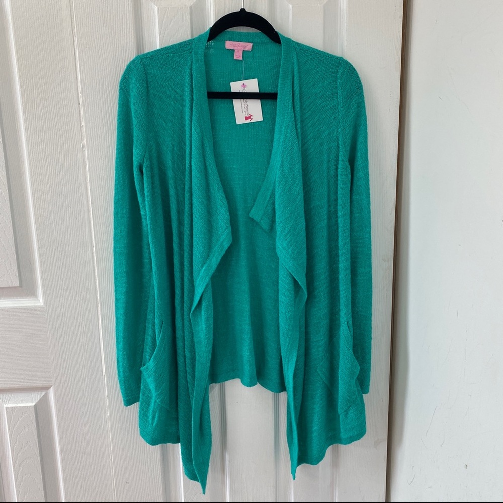 Lilly Pulitzer teal open front cardigan size Small